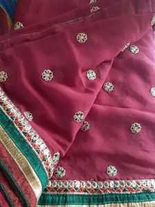 Maroon Embellished Saree