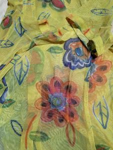 Pepe Floral Yellow Netted See-through Button Top