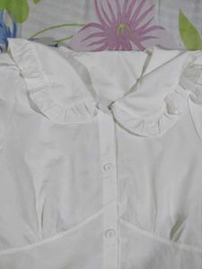White Ruffle Trim Blouse