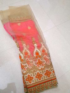 Designerhalf And Half Net Saree.with Blouse