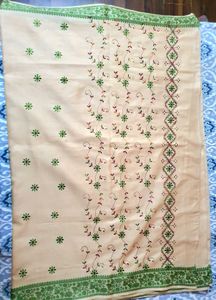 Elegant Beige &amp; Green Saree