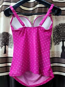 Pink Polka Dot Tankini Top