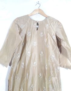 Tan Embroidery Kurta Set (Women's)