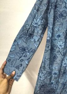 Cute Floral Print long blue Top🐳💕