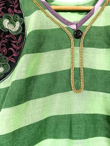Green Striped Kurta (Women)