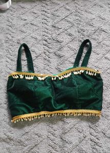 Velvet Green Back Knot Blouse