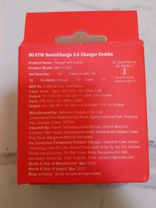 MI 67w SonicCharge 3.0 Charger