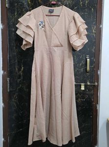 Ruffled Sleevs Fit And Flare Dress