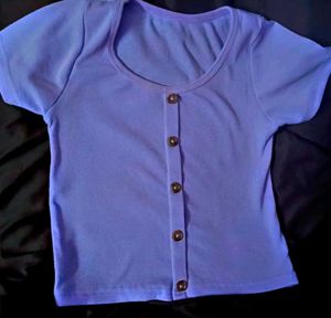 Lilac Ribbed Button Tank Top