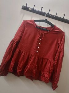 Red Ruffle Top