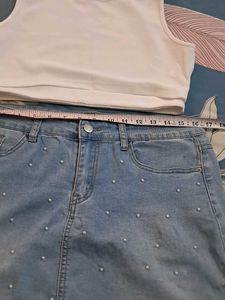 Combo  Of Top N DENIM Skirt  In Premium Imported F