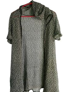 Stylish Hooded Net Shrug | Asymmetrical Hem |