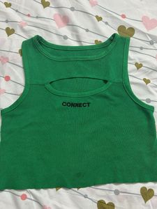 Green Connect Graphic Cropped Tank