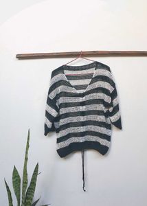Black And White Crochet Top