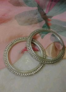 Sparkling Silver Bangles (AD) - Set of 4