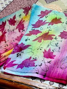 Floral Print Jute Saree