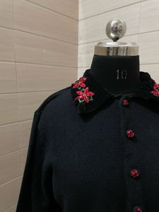 Vintage Pintresty Embroidered Black Cardigan