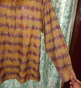 vintage Patterned Button-Up Shirt