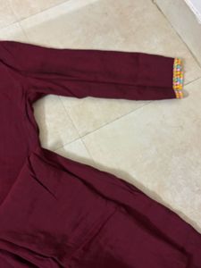 Maroon Embroidered Kurta Set