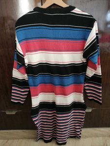 Striped Knit Full Sleeve Winter Kurta for Women