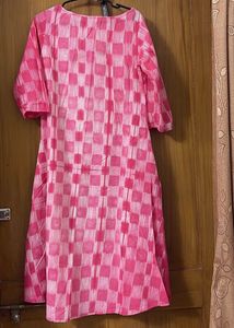Pink Checked Kurta