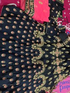 dark blue colour lehenga with canCan