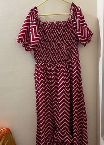 Chevron Print Midi Dress