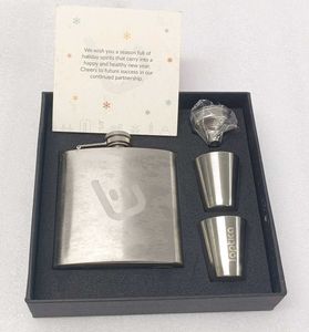 Steel Matt Finish Hip Flask with 2 Shot Glasses