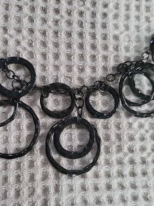 Grey Metallic Hoops Necklace