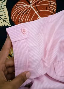 Pink Striped Collared Button-Down Shirt
