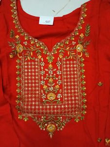 Stitched Elegant Red Kurta Set