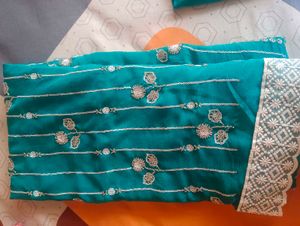 Teal Embroidered Kurta Set