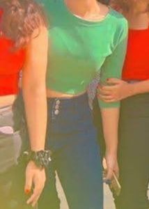 Green full sleeved crop top, comfy and stylish