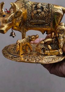 Golden. Metal Kamadhenu with Kanha