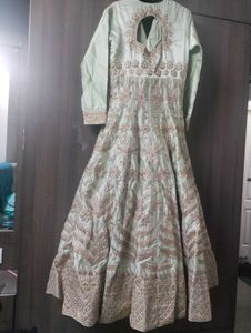 Designer Partywear Pista Green Gown