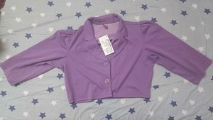 Classy Lavender Lapel Collar Cropped Blazer