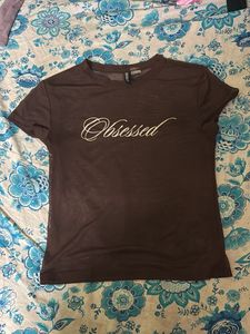 H&M Brown Sheer Net Crop Top | T-Shirt Style |