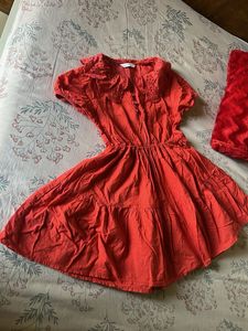 Red Dress with Lace Collar