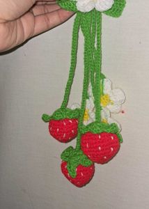 Crochet Strawberry Flower Hair Clip