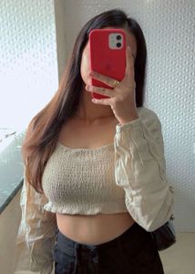 Beige Crop Top with Long Sleeves