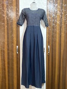 Elegant Blue Lace Ethnic Gown