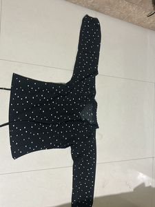 Black Polka Print Top