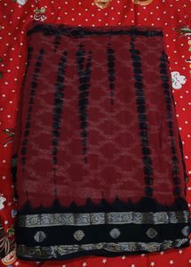 Maroon Colour heavy Chiffon Saree