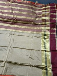 BrandNew ElegantBeige CottonSilkSaree+UnsticheBlou