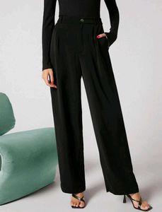 KOTTY Women Regular Fit Black Cotton Blend Trouser