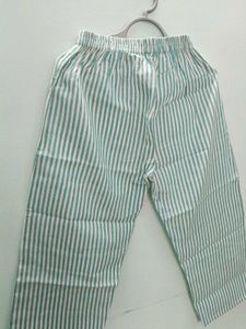 Casual Wear White And SeaGreen Cotton Palazzo