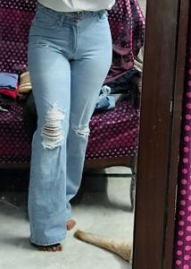 Stylish Ribbed Bootcut Jeans