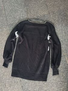 Floral Print Black Knit Sweater