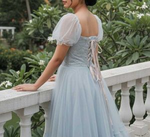 Grey Tulle Formal Dress