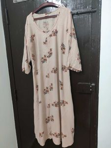 Beige Floral Print Dress